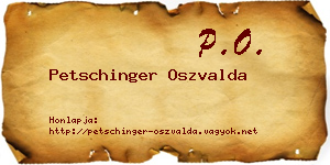 Petschinger Oszvalda névjegykártya